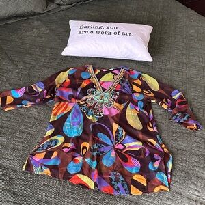 Silk “Pucci style” beach cover-up/lounge blouse